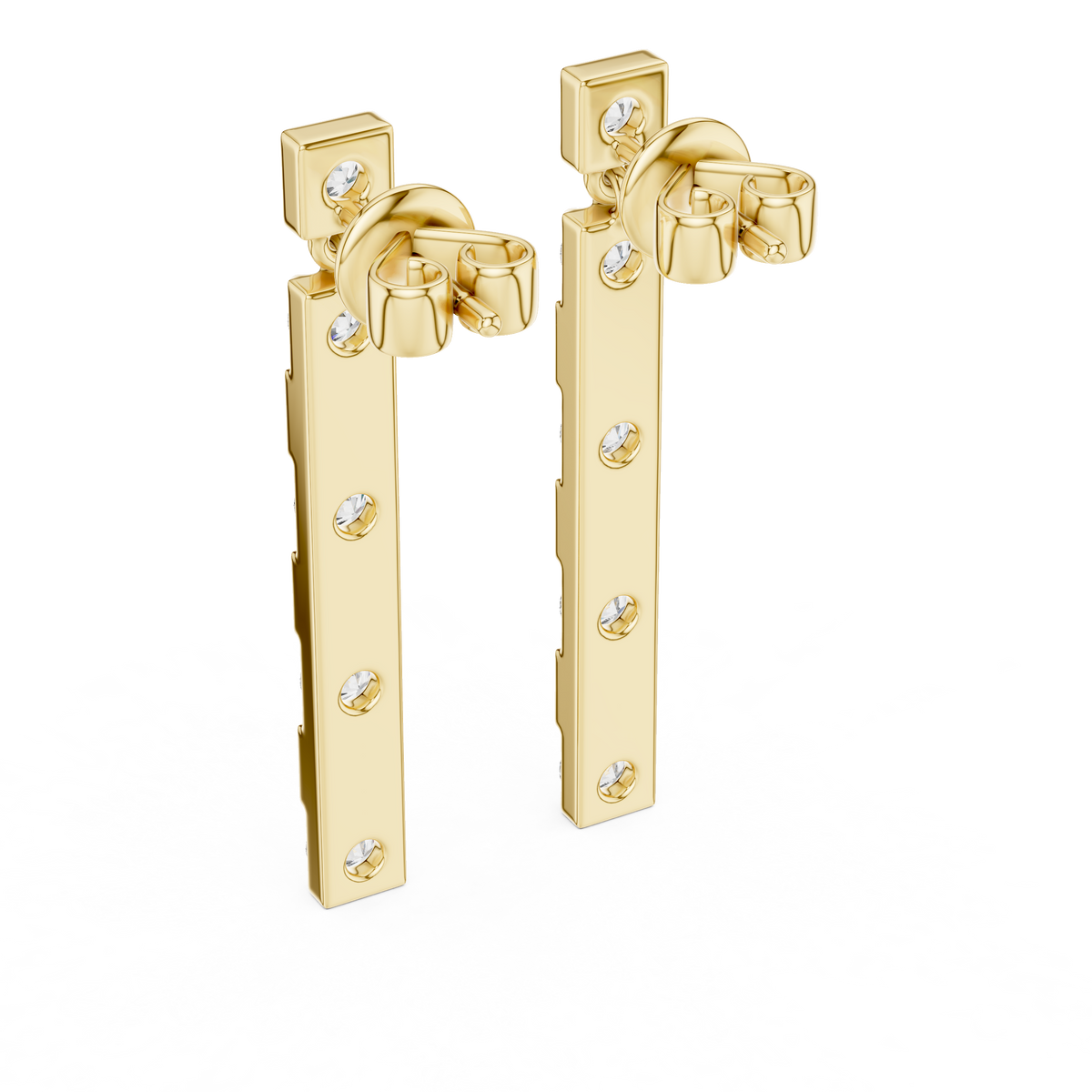 alternating geometric diamond linear bar drop earrings