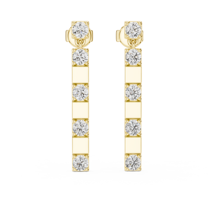 alternating geometric diamond linear bar drop earrings