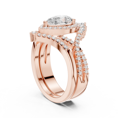 Pear Shaped Halo Twisted Engagement Ring