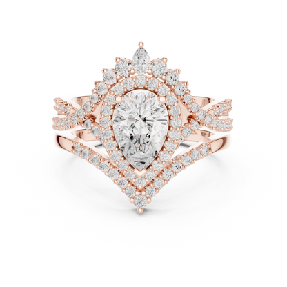 Pear Shaped Halo Twisted Engagement Ring