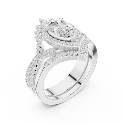 Pear Shaped Halo Twisted Engagement Ring