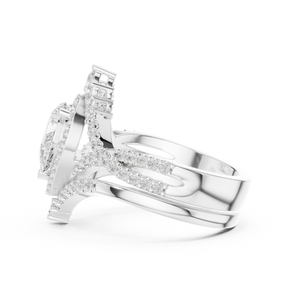 Pear Shaped Halo Twisted Engagement Ring