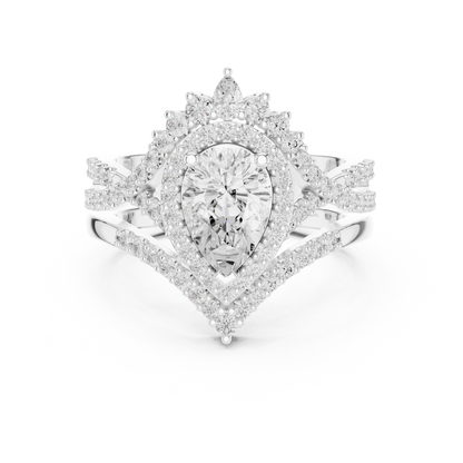 Pear Shaped Halo Twisted Engagement Ring