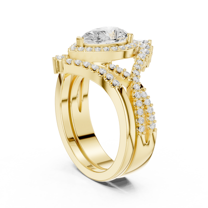Pear Shaped Halo Twisted Engagement Ring