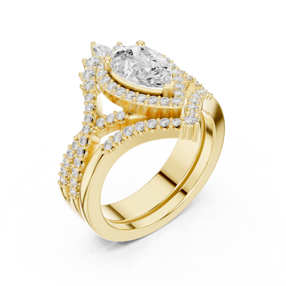 Pear Shaped Halo Twisted Engagement Ring