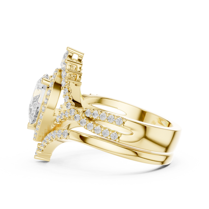 Pear Shaped Halo Twisted Engagement Ring