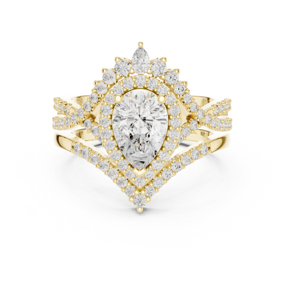 Pear Shaped Halo Twisted Engagement Ring