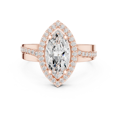 Marquise Cut Halo Engagement Ring