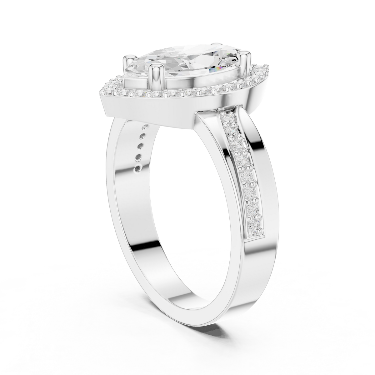 marquise cut halo engagement ring
