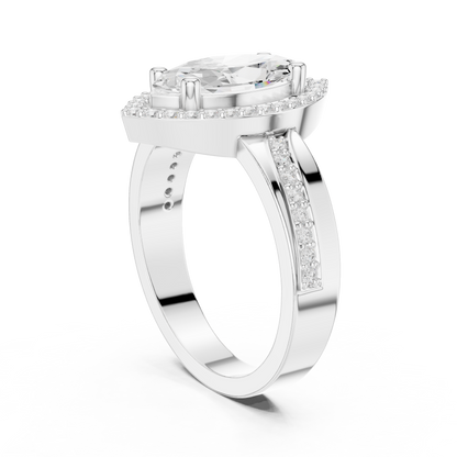 Marquise Cut Halo Engagement Ring