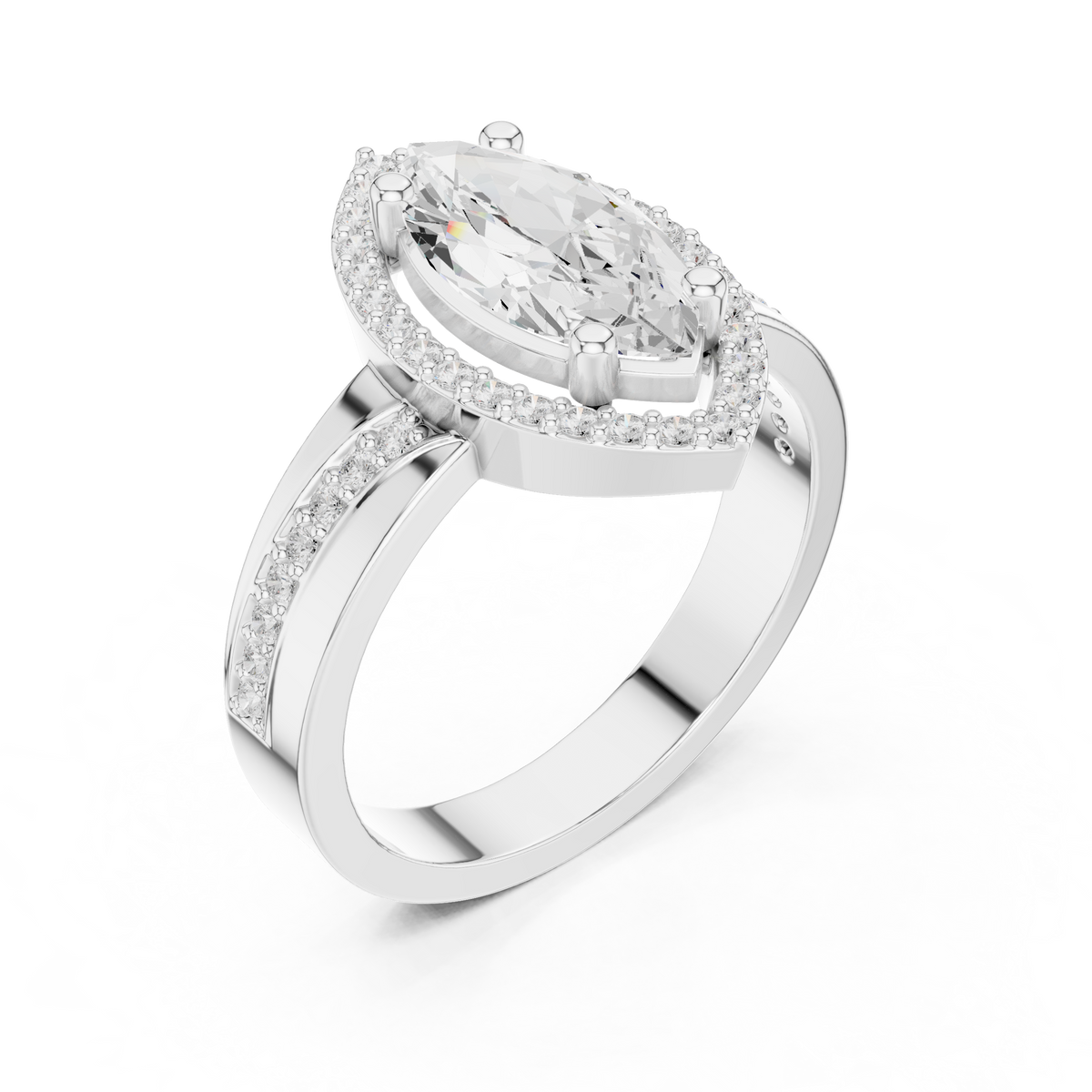 marquise cut halo engagement ring
