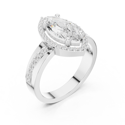 Marquise Cut Halo Engagement Ring
