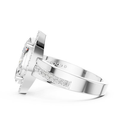 Marquise Cut Halo Engagement Ring