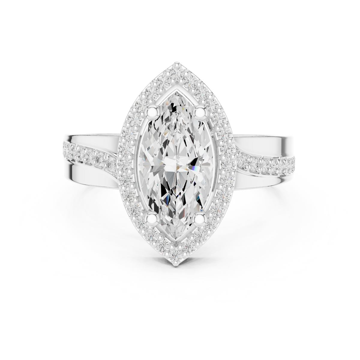 marquise cut halo engagement ring