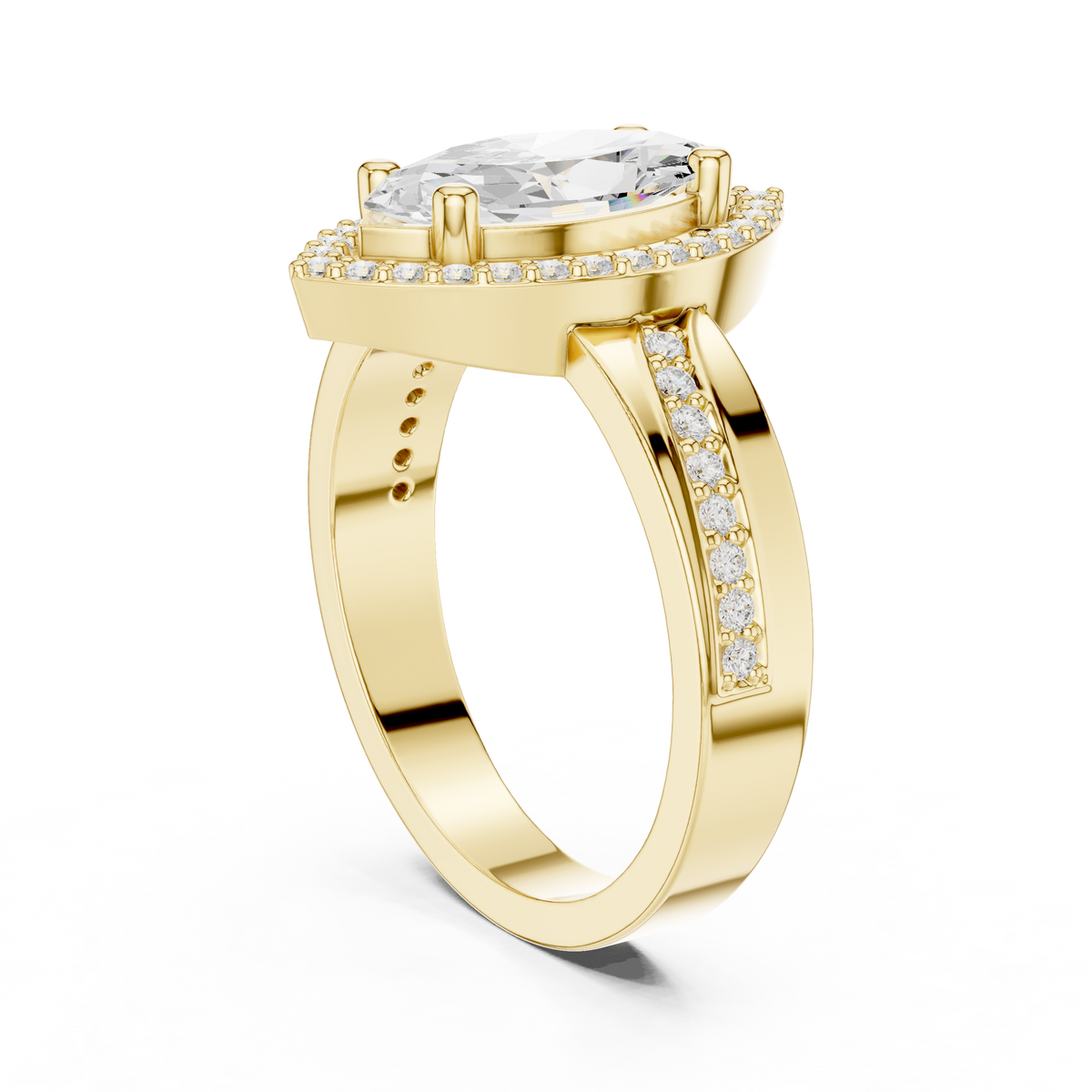 marquise cut halo engagement ring