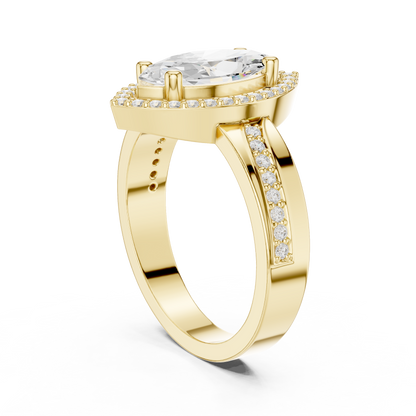 Marquise Cut Halo Engagement Ring