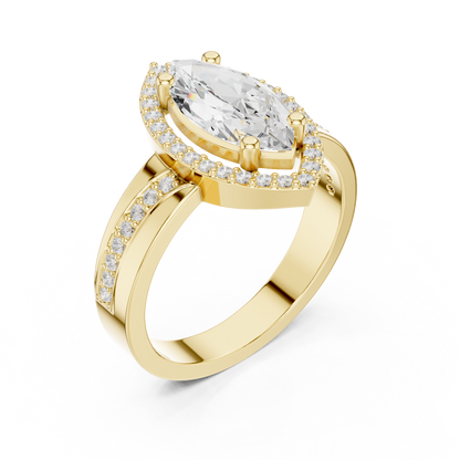 Marquise Cut Halo Engagement Ring
