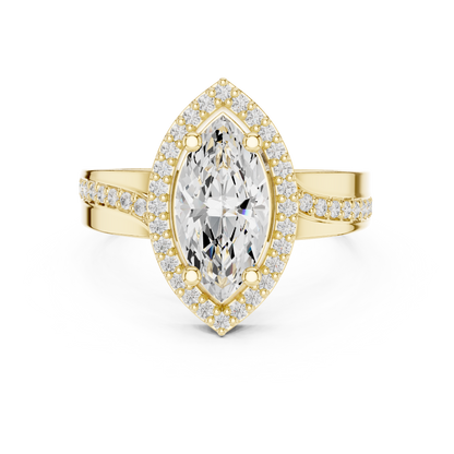 Marquise Cut Halo Engagement Ring