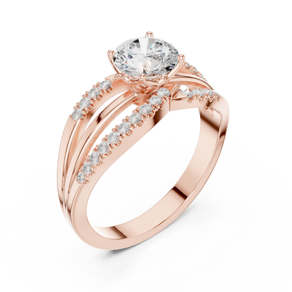 Round Lab Grown Diamond Split Shank Engagement Ring