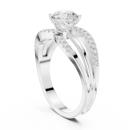 Round Lab Grown Diamond Split Shank Engagement Ring