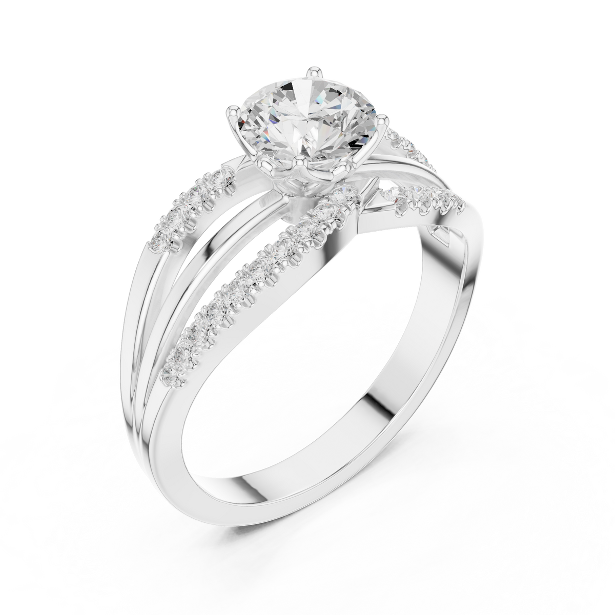 round lab grown diamond split shank engagement ring