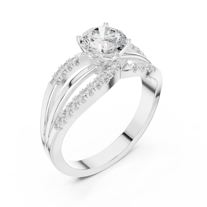 Round Lab Grown Diamond Split Shank Engagement Ring