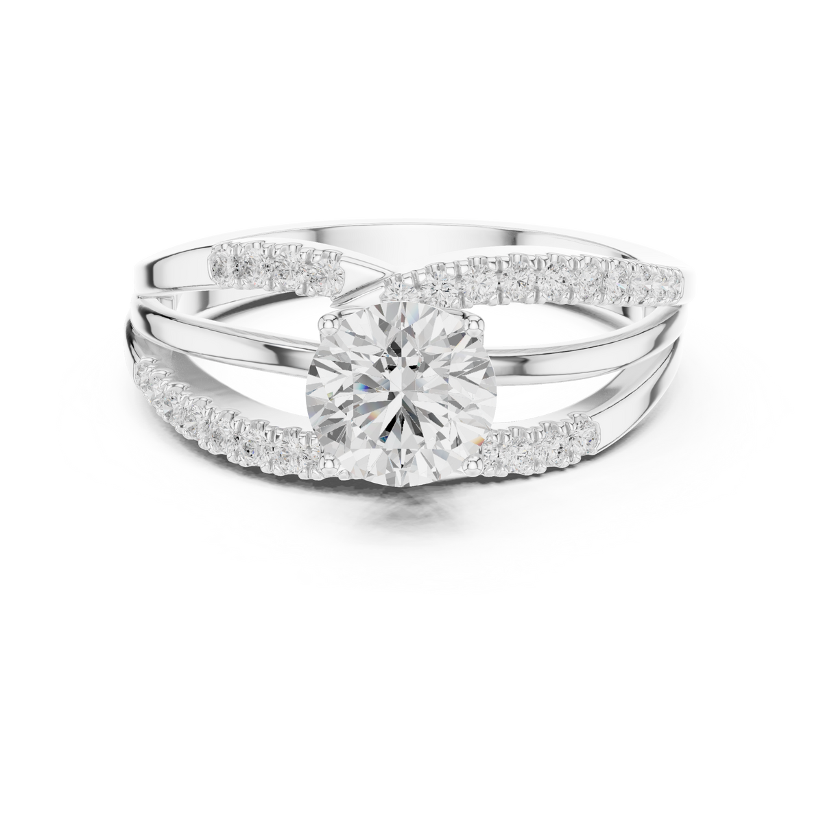 round lab grown diamond split shank engagement ring