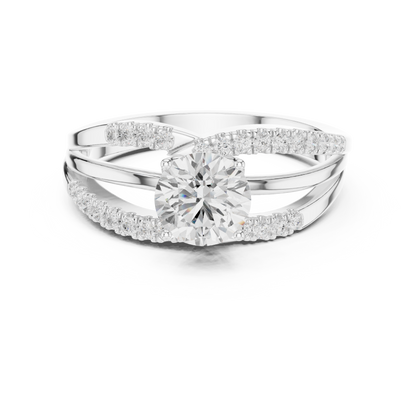 Round Lab Grown Diamond Split Shank Engagement Ring