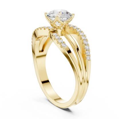 Round Lab Grown Diamond Split Shank Engagement Ring