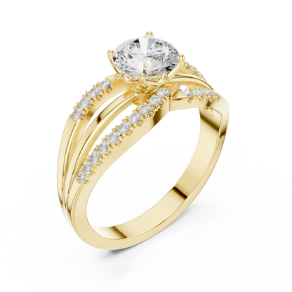 Round Lab Grown Diamond Split Shank Engagement Ring