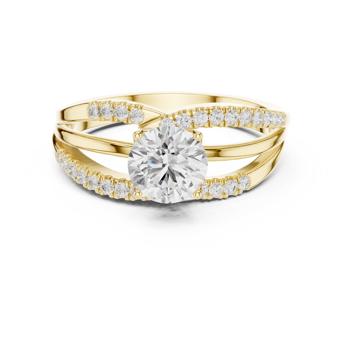 round lab grown diamond split shank engagement ring
