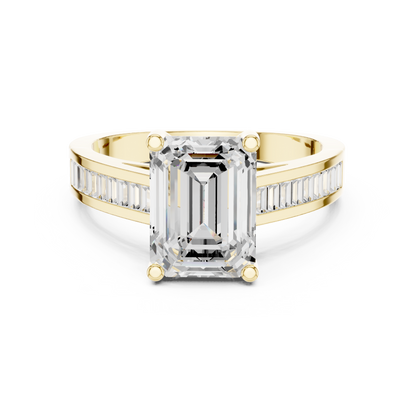 Emerald Cut Engagement Ring With Channel Set Baguette Diamond