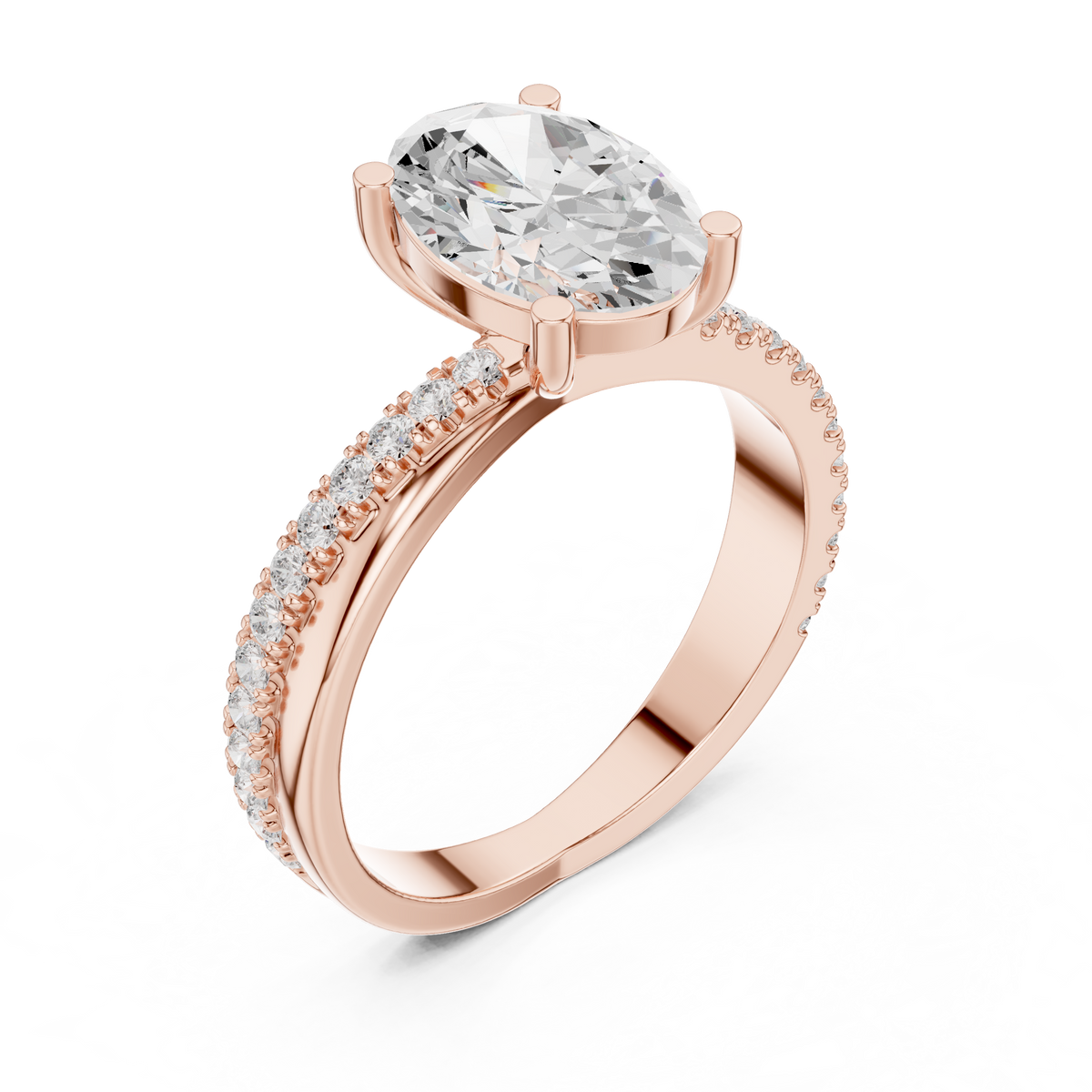 oval cut solitaire diamond band ring