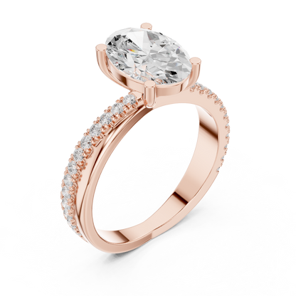 Oval Cut Solitaire Diamond Band Ring