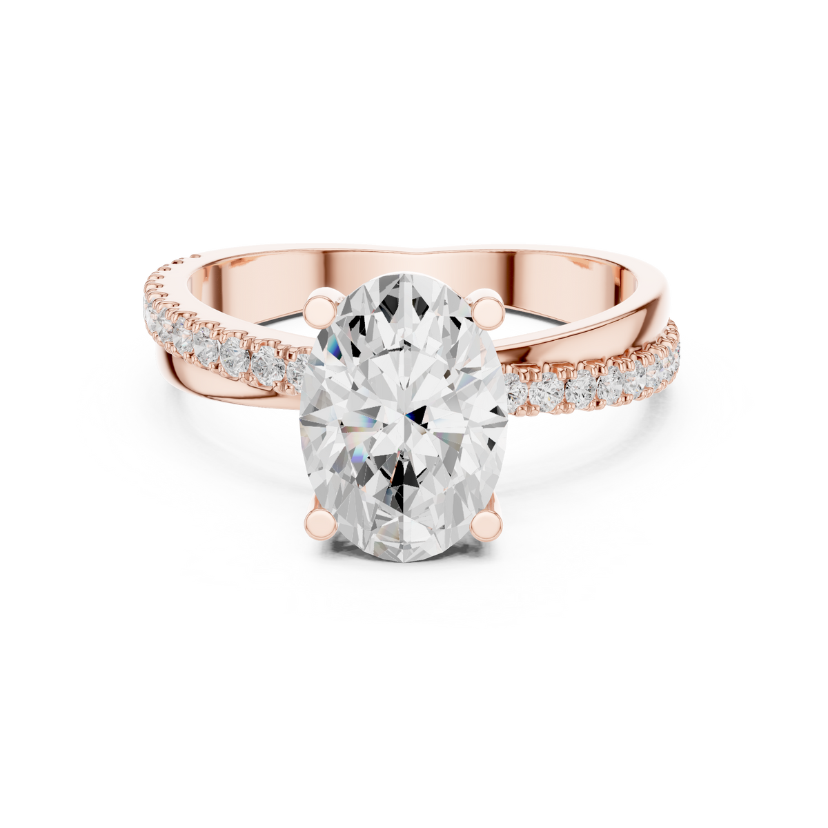 oval cut solitaire diamond band ring