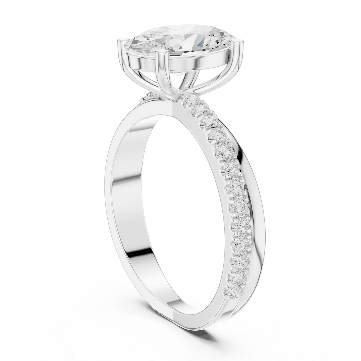 oval cut solitaire diamond band ring