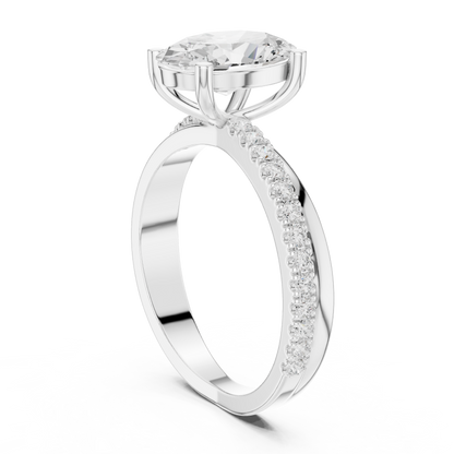 Oval Cut Solitaire Diamond Band Ring