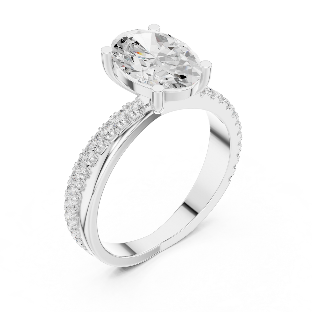 oval cut solitaire diamond band ring