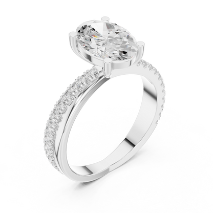 Oval Cut Solitaire Diamond Band Ring