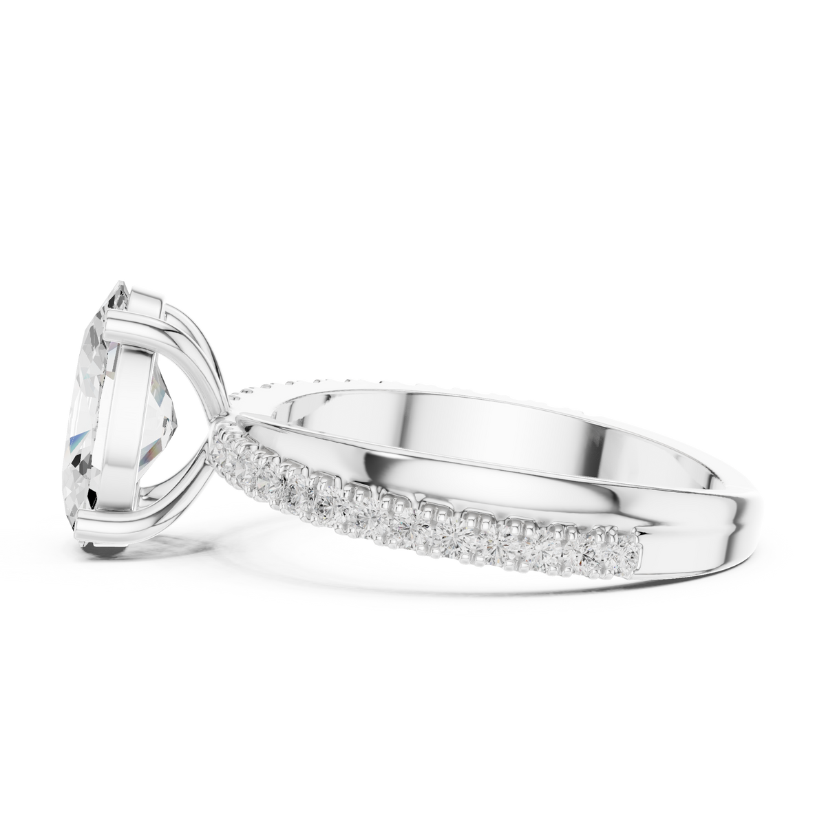 oval cut solitaire diamond band ring