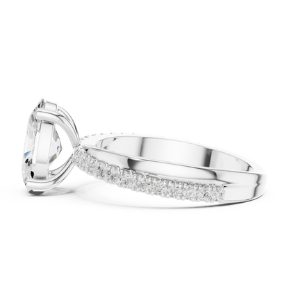 Oval Cut Solitaire Diamond Band Ring