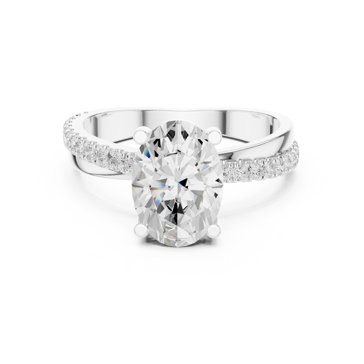oval cut solitaire diamond band ring