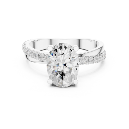 Oval Cut Solitaire Diamond Band Ring