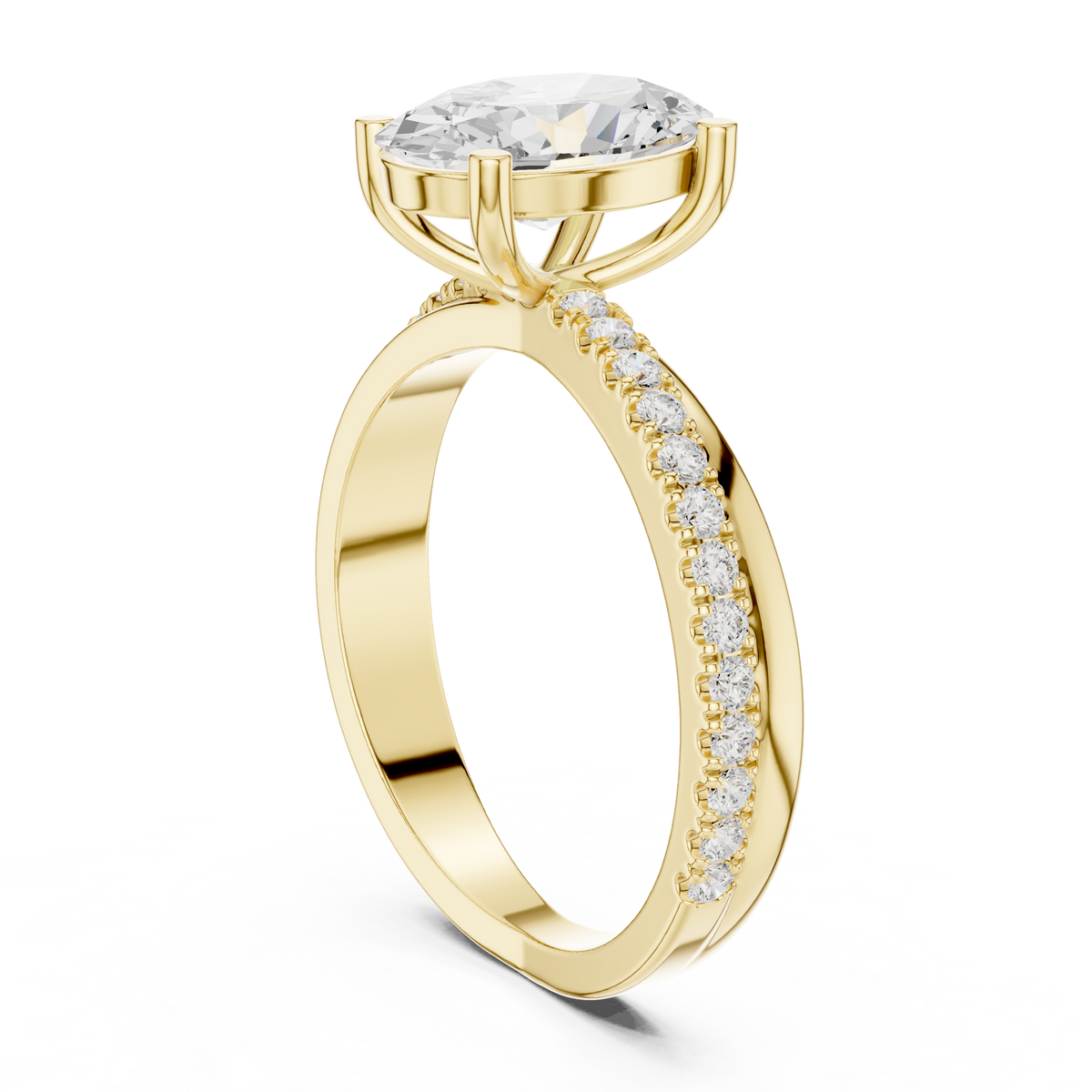 oval cut solitaire diamond band ring