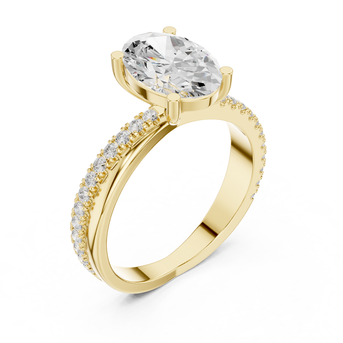 oval cut solitaire diamond band ring