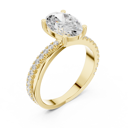 Oval Cut Solitaire Diamond Band Ring