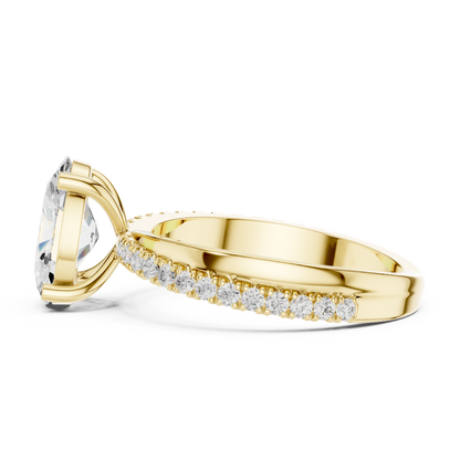 Oval Cut Solitaire Diamond Band Ring