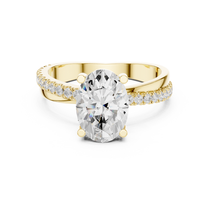 Oval Cut Solitaire Diamond Band Ring