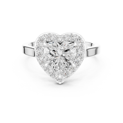 Heart Shaped Halo Engagement Ring