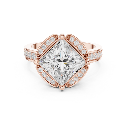 Princess Lab Grown Diamond Engagement Ring With Side Pave